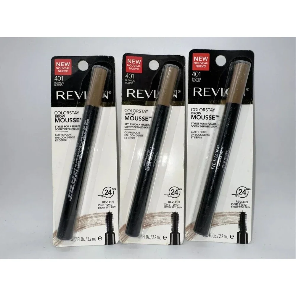 LOT OF 3 REVLON COLORSTAY BROW MOUSSE 404 DARK BROWN 0.07oz EACH NIP